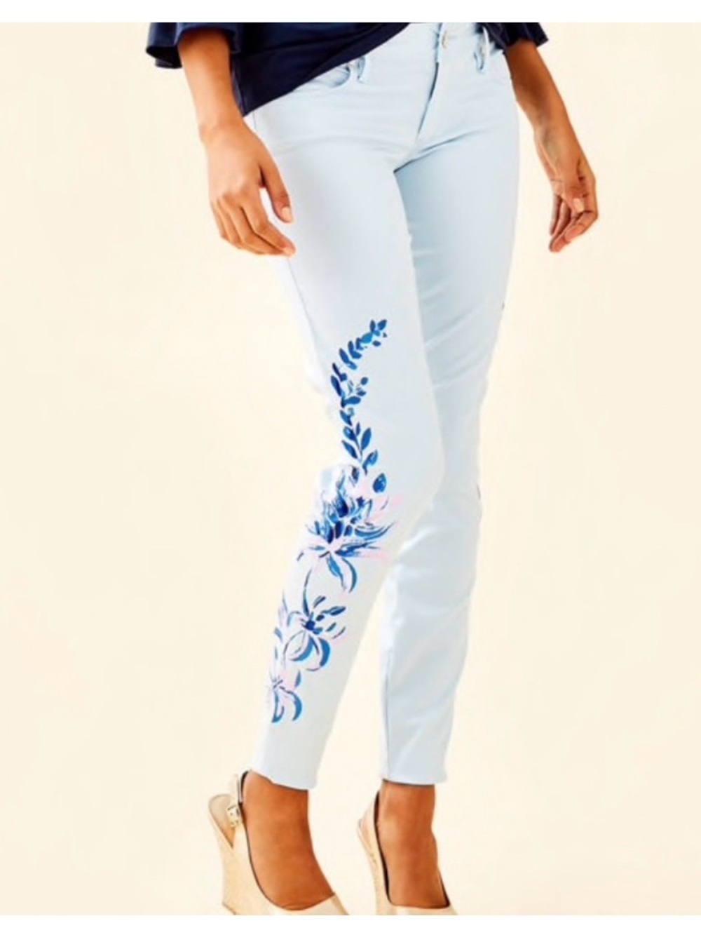 Lilly Pulitzer custom painted 31” Worth Skinny Jeans size 6 rare